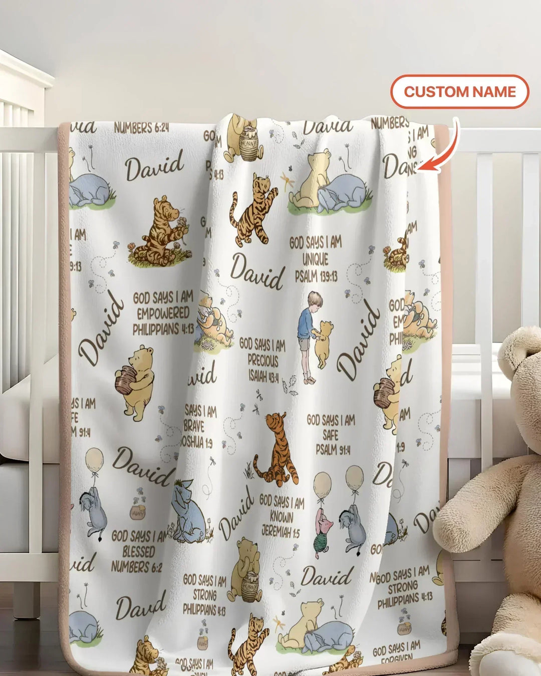 Custom Name God Says I Am Classic Bear Bamboo Blanket