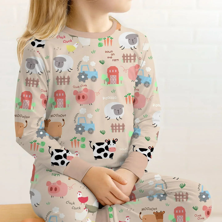 Farm Yard Bamboo Two Piece Long Sleeve Pajama Set