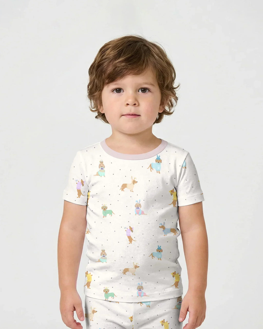 Easter Dachshund Bamboo Two Piece Short Sleeve Shorts Pajama Set