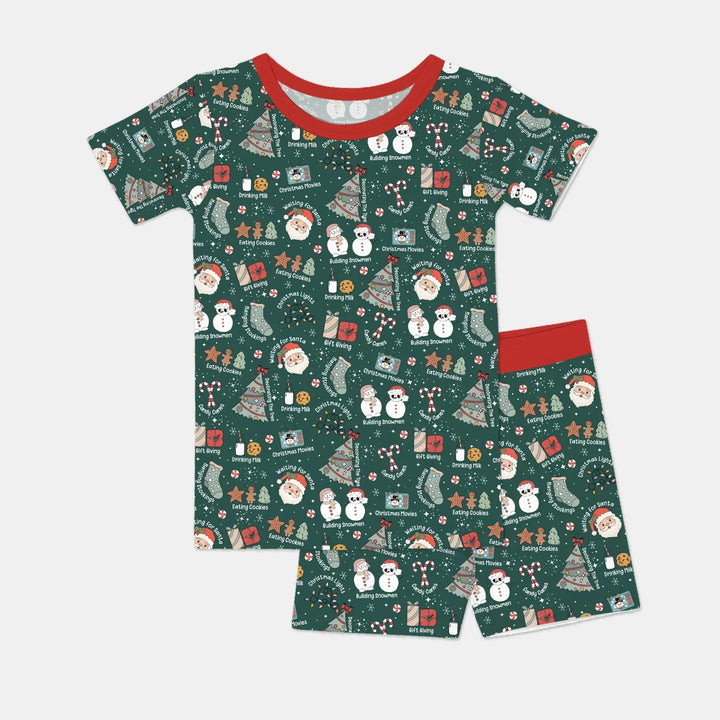 Christmas Things Bamboo Two Piece Short Sleeve Shorts Pajama Set