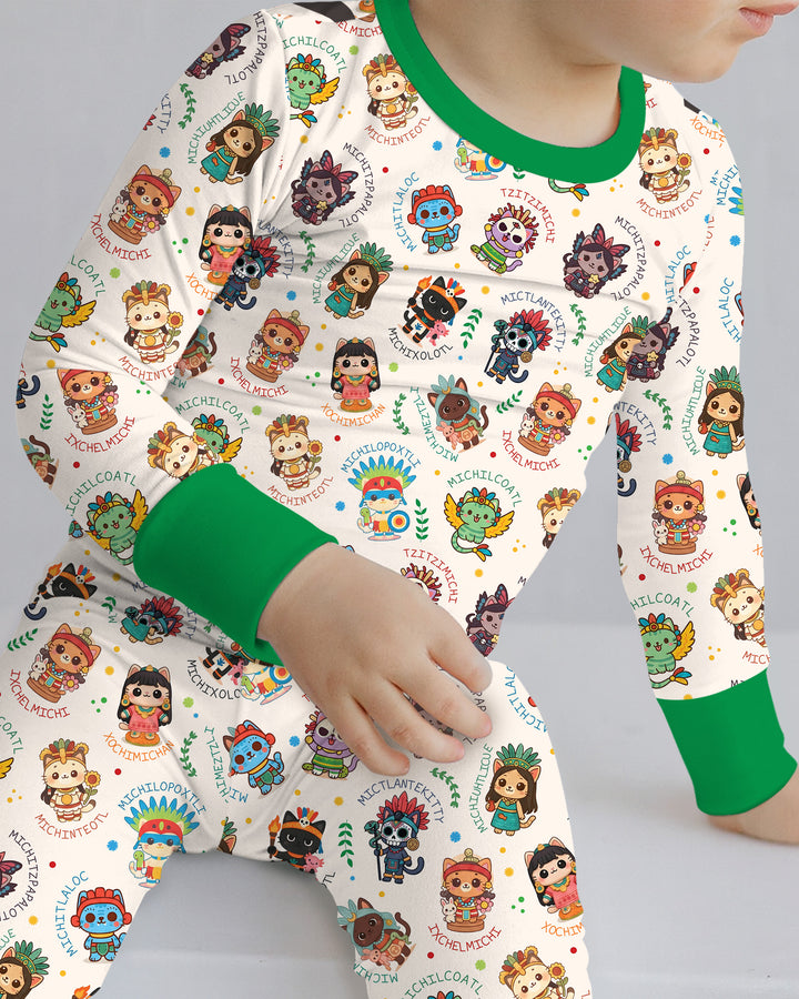 Michi Fiesta Azteca Bamboo Two Piece Long Sleeve Pajama Set