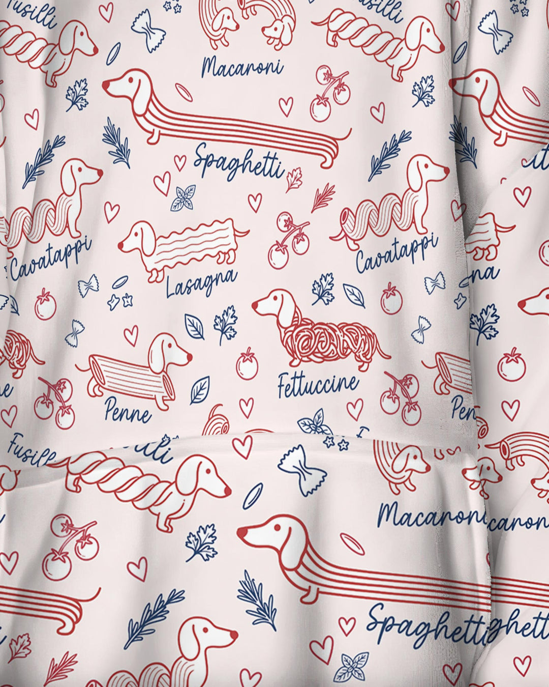 Funny Dachshund Pasta Pups Blanket Hoodie