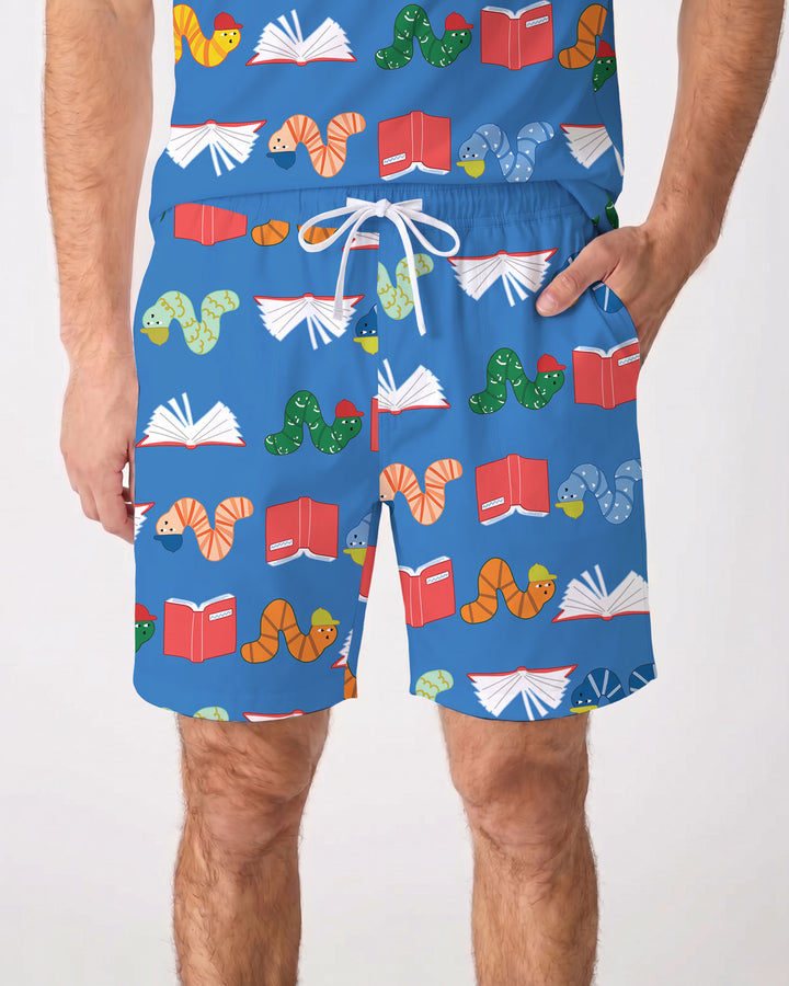 Bookworm Family Matching Bamboo Men Short Sleeve Short Pajama Set