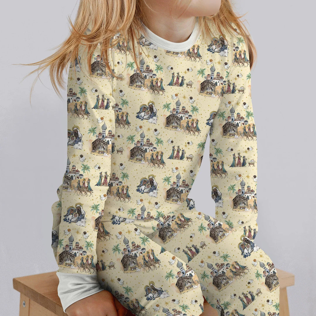 Nativity Christmas Family Matching Family Bamboo Two Piece Long Sleeve Pajama Set