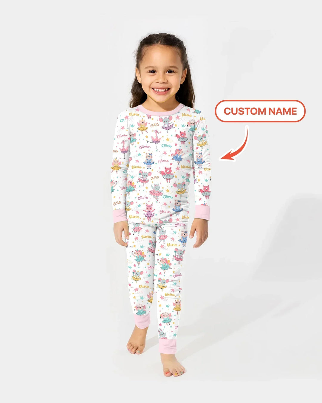 Fairy Friends Ballet Custom Name Bamboo Two Piece Long Sleeve Pajama Set