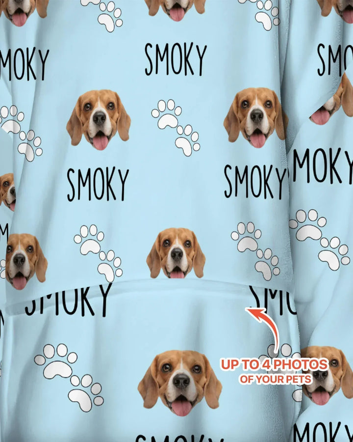 Custom Name and Pet Photos Bamboo Blanket Hoodie