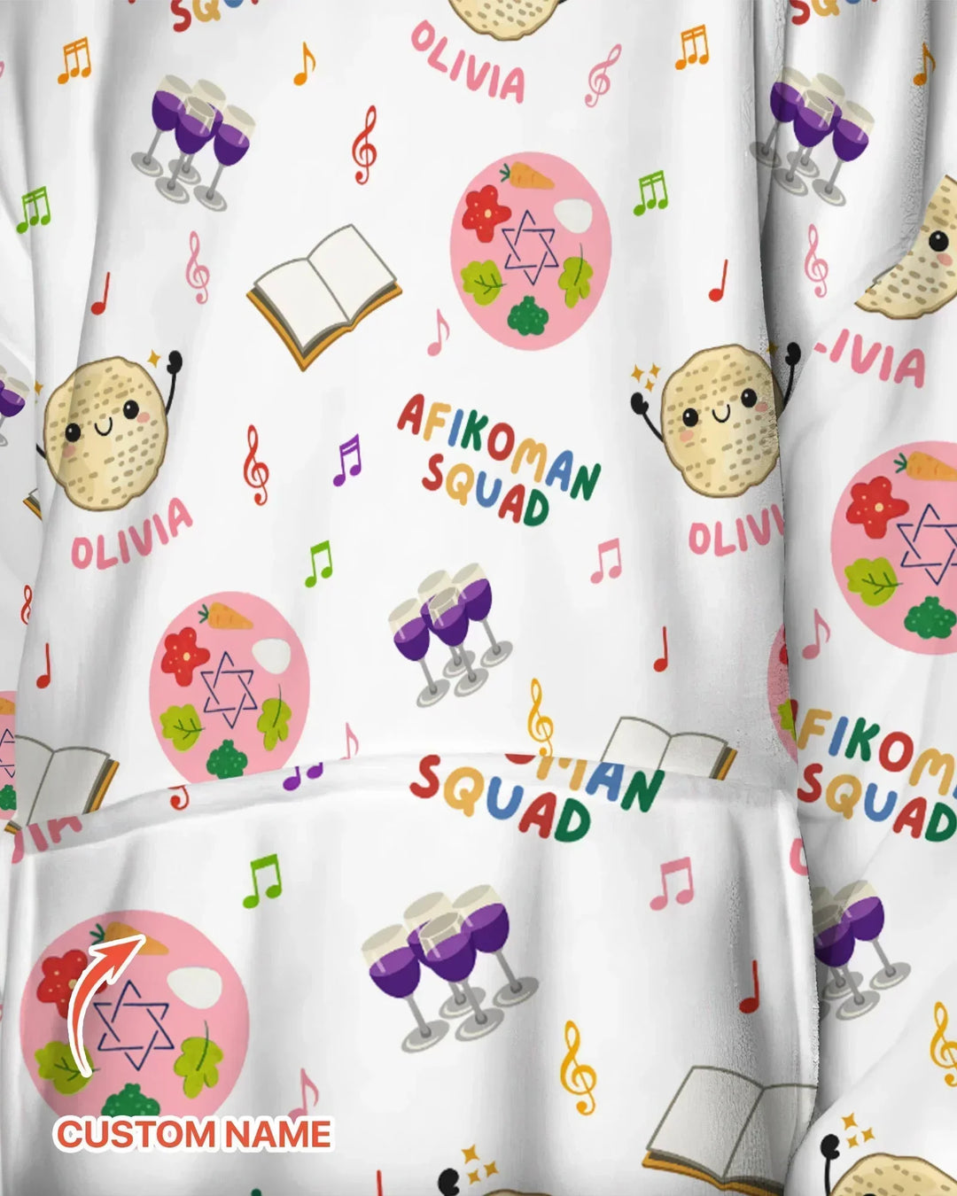 Custom Name Passover Afikoman Squad Bamboo Blanket Hoodie