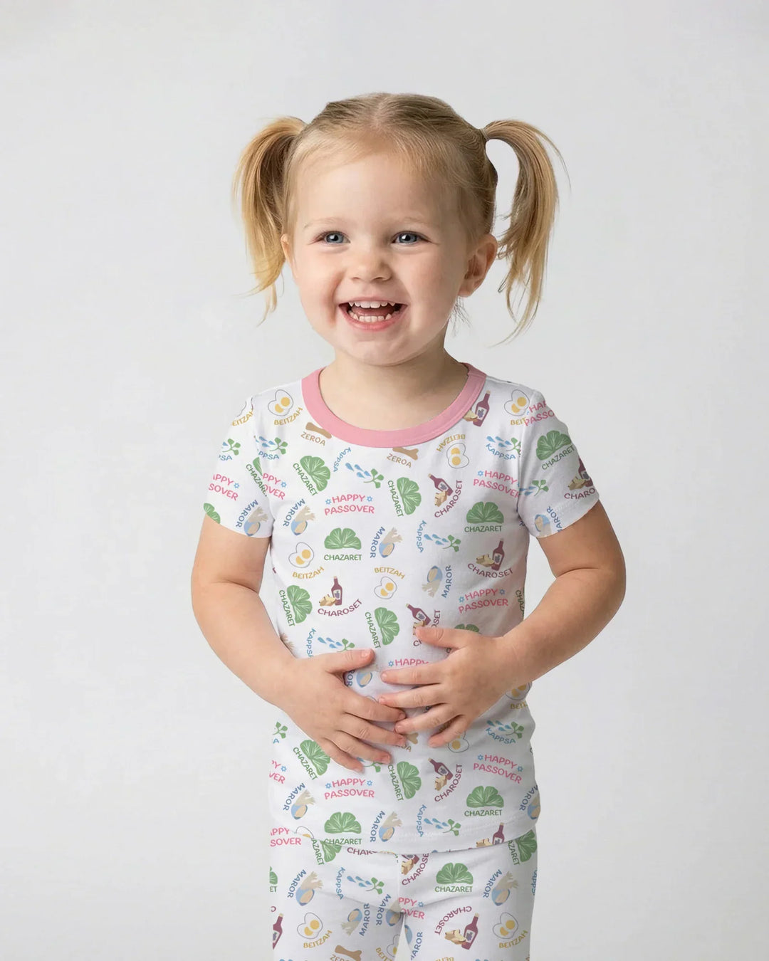 Happy Passover Matching Family Bamboo Two Piece Short Sleeve Pajama Set
