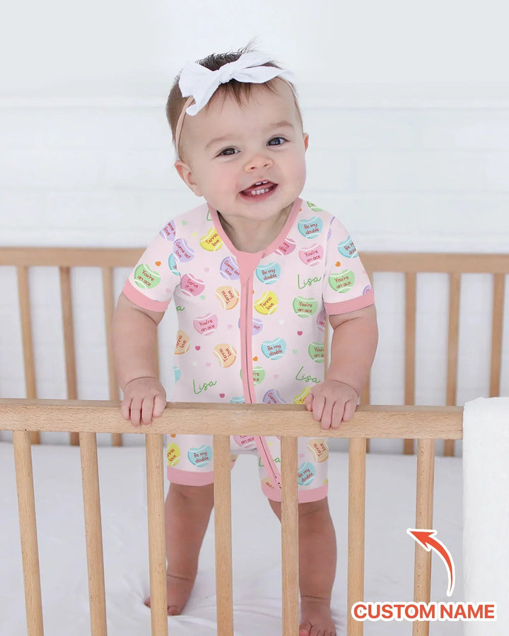 Custom Name Tennis Candy Hearts Bamboo Shorty Zippy