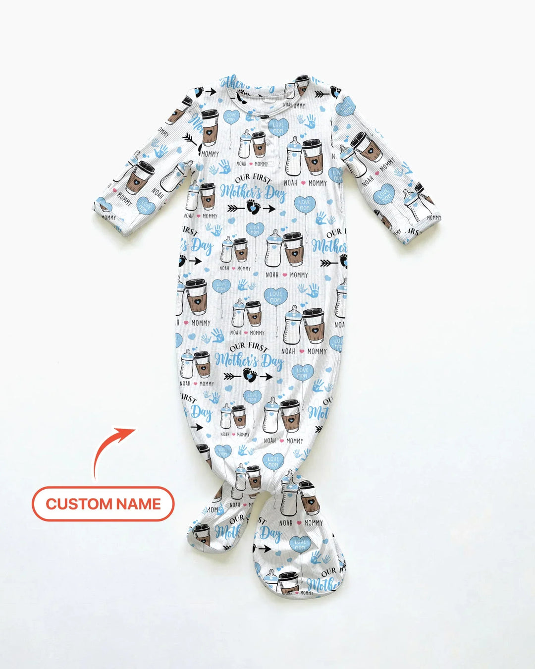 Custom Name First Mother's Day Drink Bamboo Knot Gown