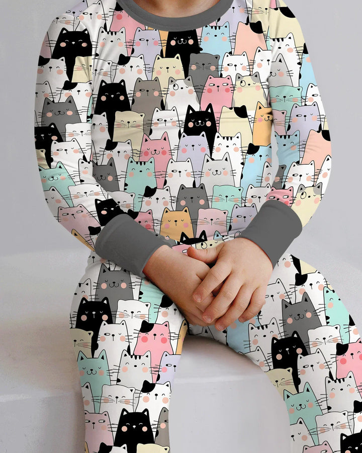 Purrfect Crowd Bamboo Two Piece Long Sleeve Pajama Set