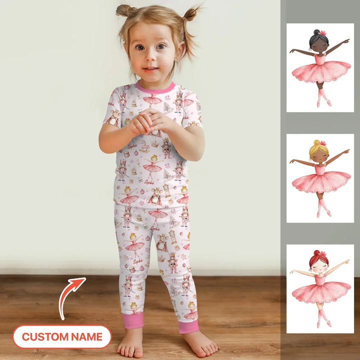 Custom Character "Ballerina Nutcracker Fairytale" Bamboo Two Piece Short Sleeve Pajama Set