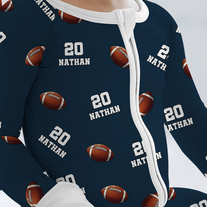 Football Pattern Personalized Bamboo Convertible Zippy