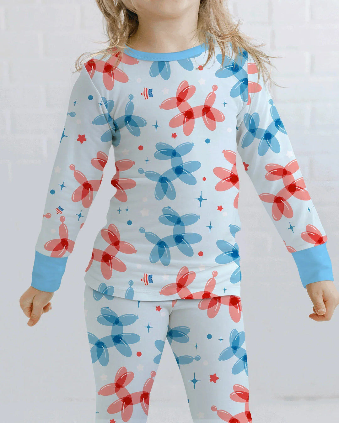 American Balloon Dog Party Bamboo Two Piece Long Sleeve Pajama Set