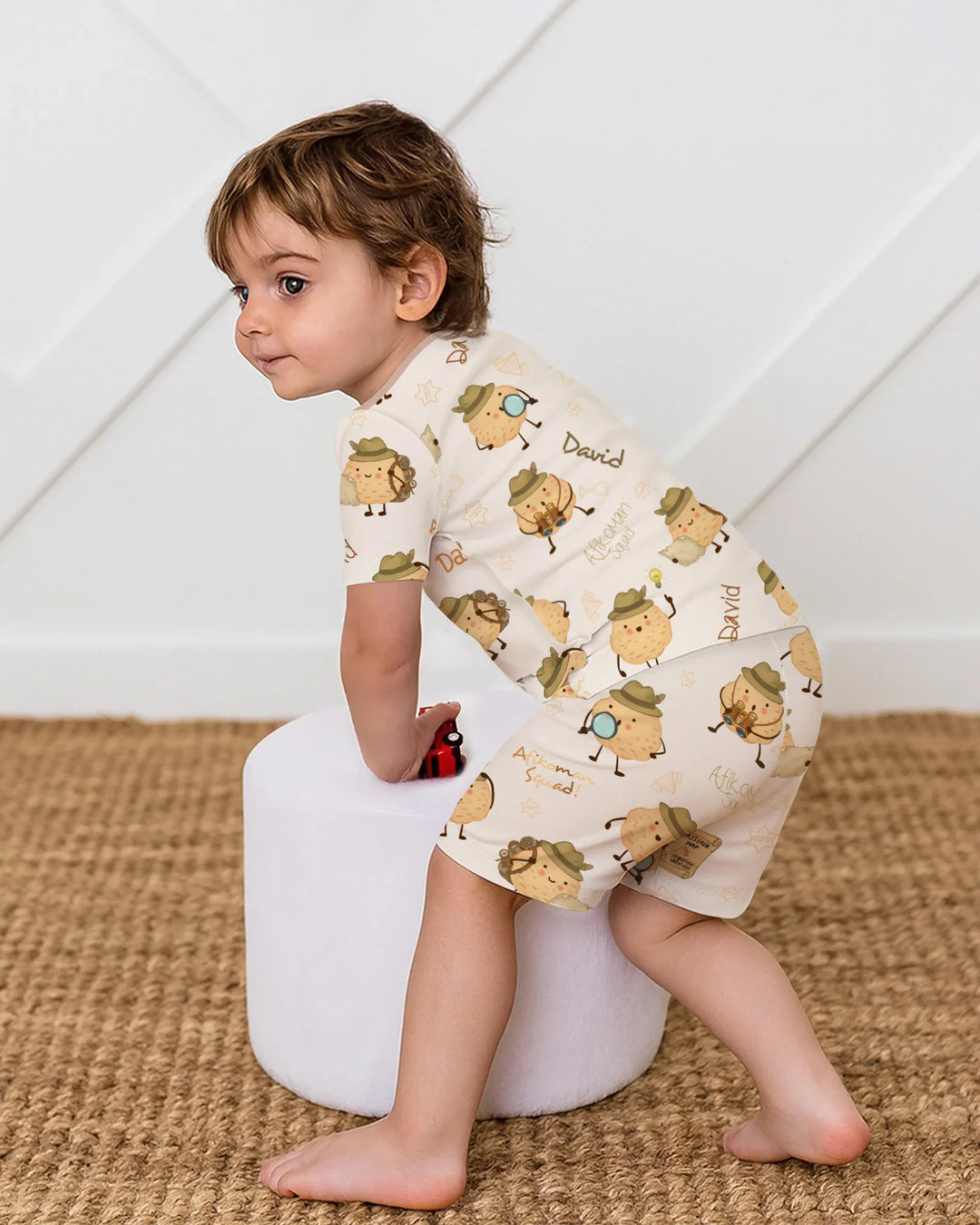 Custom Name Passover Afikoman Bamboo Two Piece Short Sleeve Shorts Pajama Set