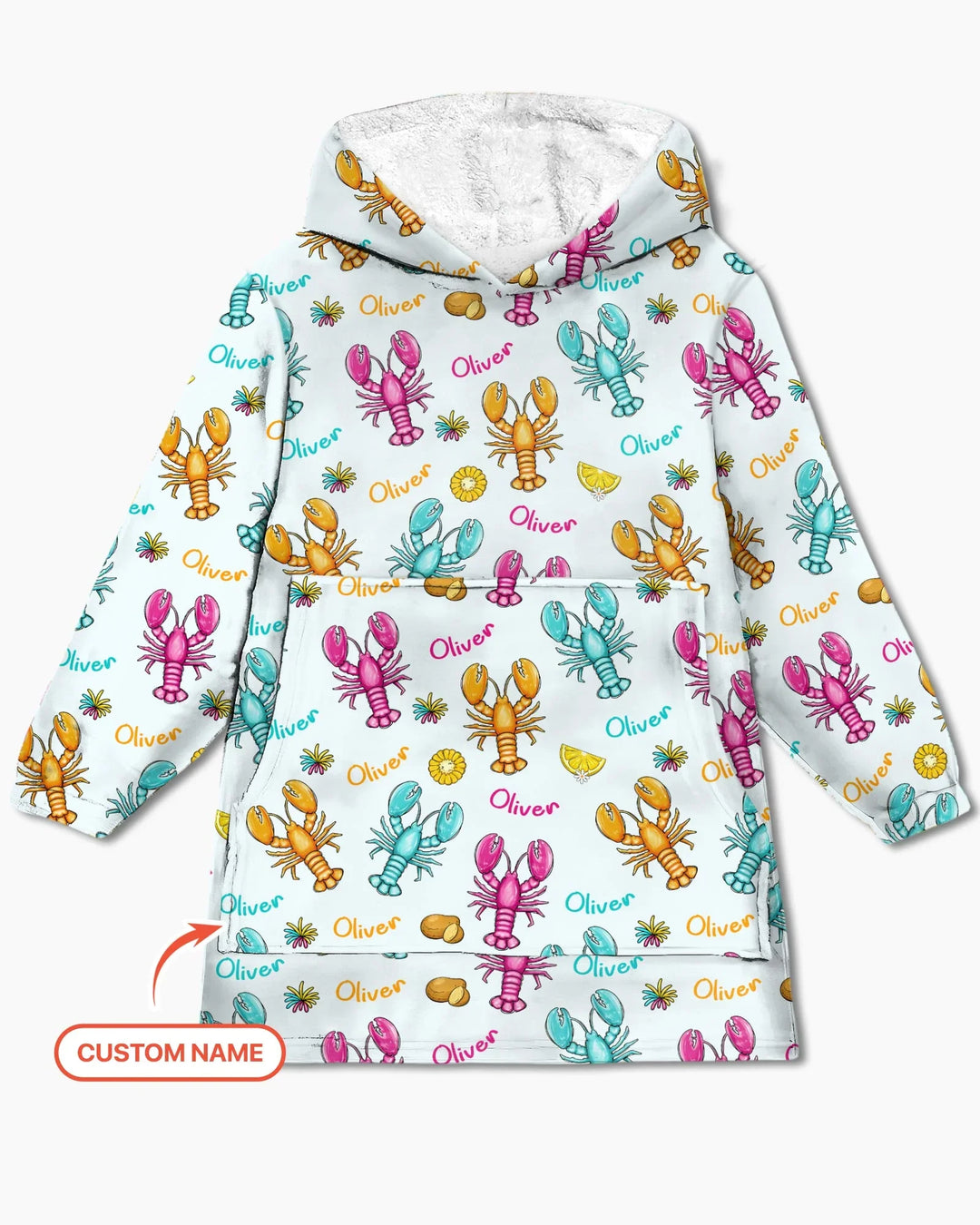 Custom Name Crawfish Crew Bamboo Wearable Hooded Blanket