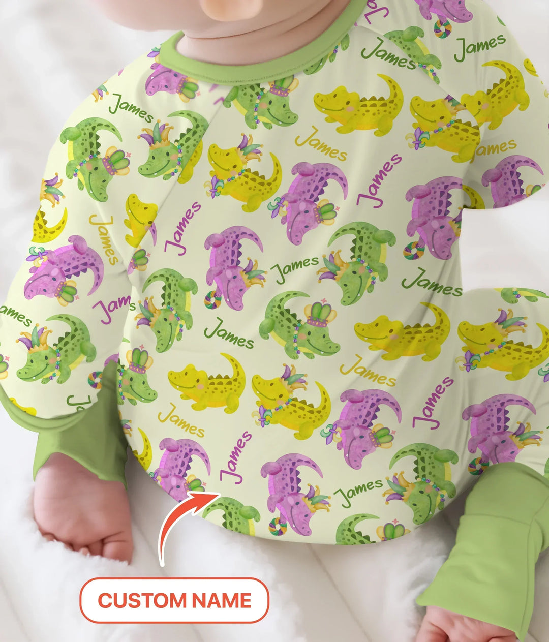 Custom Name Mardi Gras Alligator Bamboo Convertible Zippy