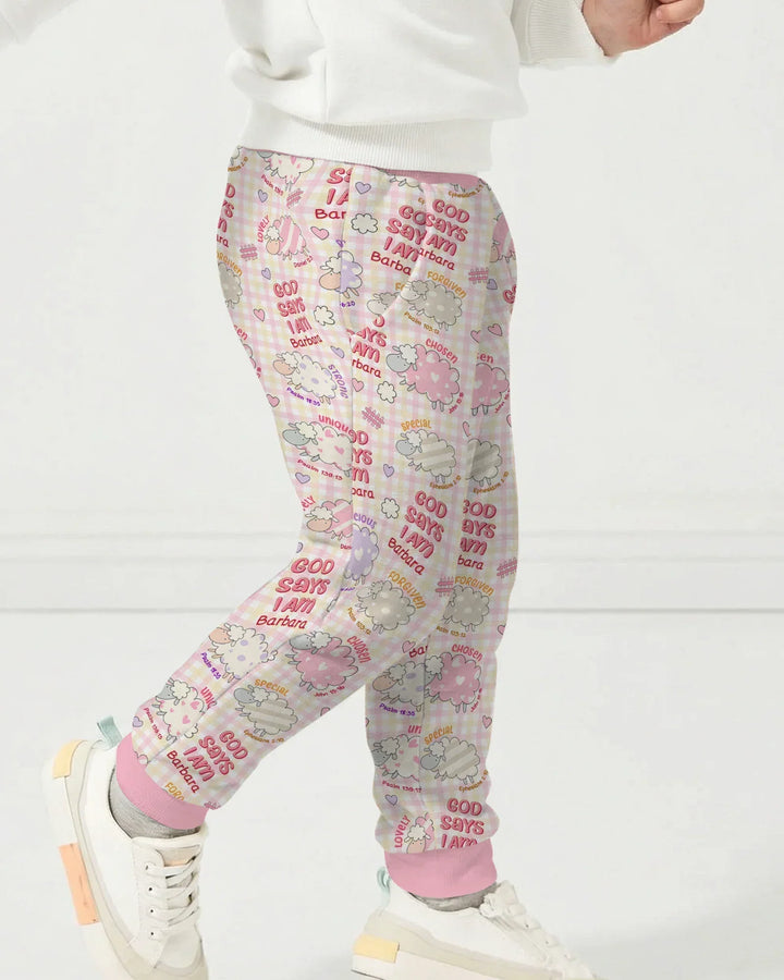 Little Lamb God Says I Am Custom Name Bamboo Jogger