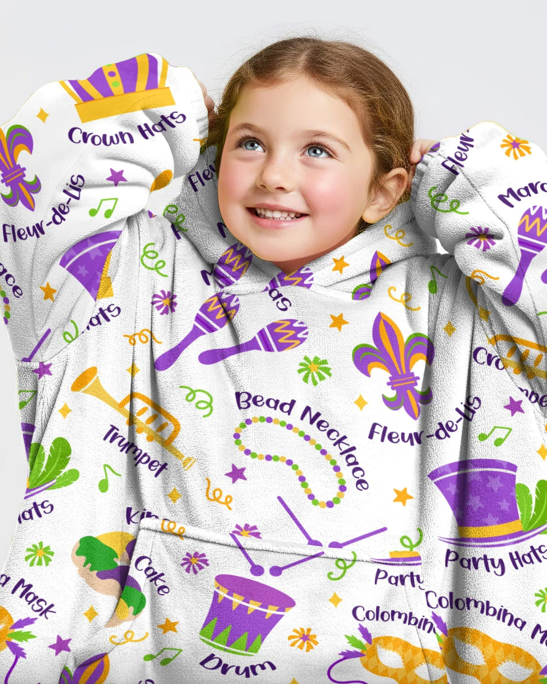 Mardi Gras Family Matching Bamboo Blanket Hoodie