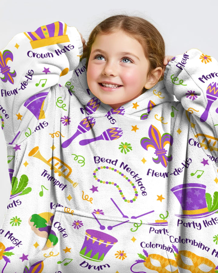 Mardi Gras Family Matching Bamboo Blanket Hoodie