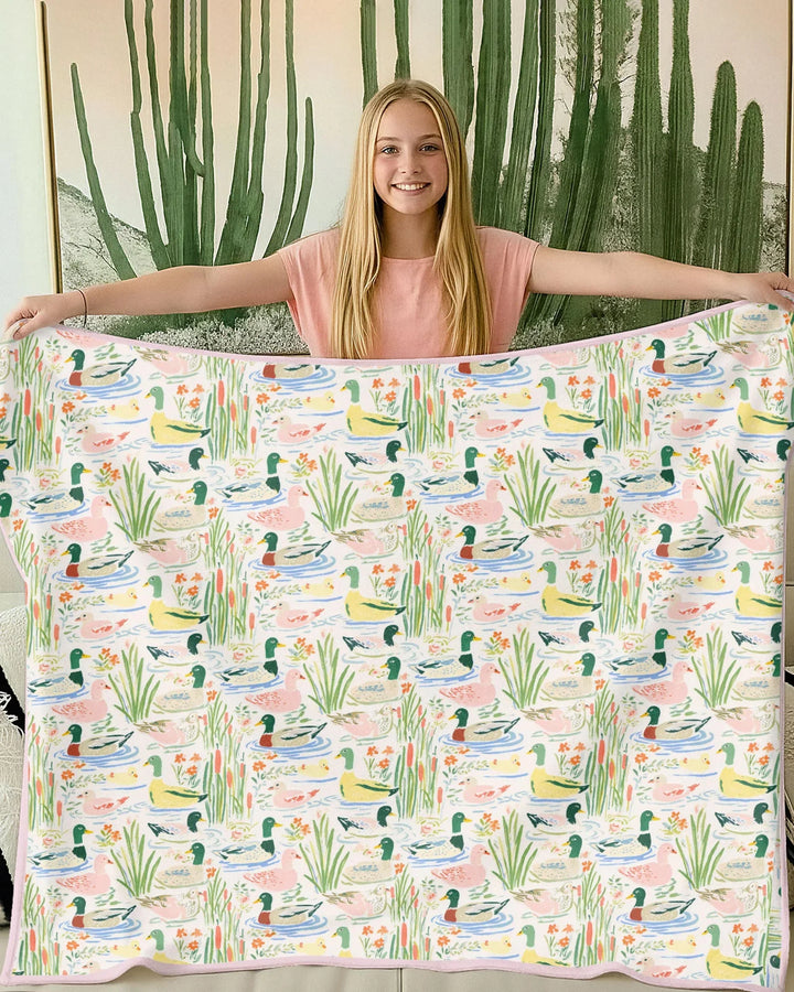 Whimsical Mallard Duck Bamboo Blanket
