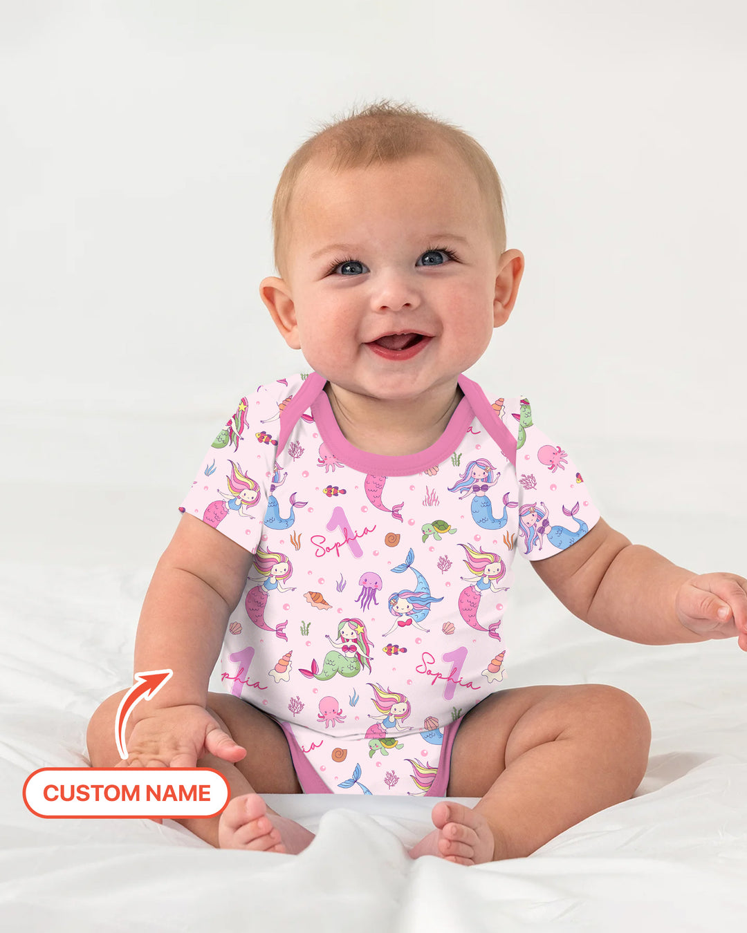 Custom Name Birthday Mermaid Wild One Bamboo Bodysuit