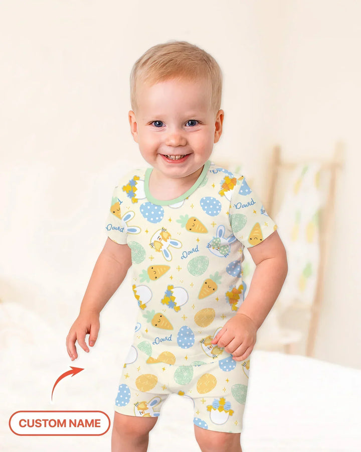 Retro Easter Bamboo Two Piece Short Sleeve Shorts Pajama Set