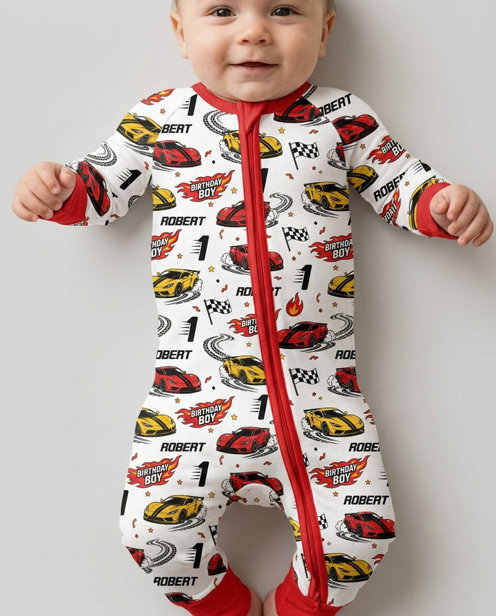 Personalized Racing Car Birthday Boy Bamboo Convertible Zippy
