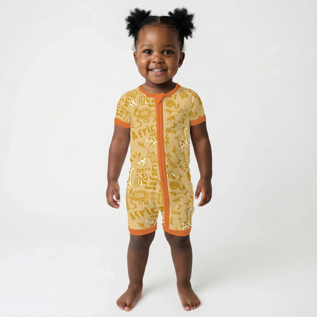 Handdrawn African Animals Bamboo Shorty Zippy