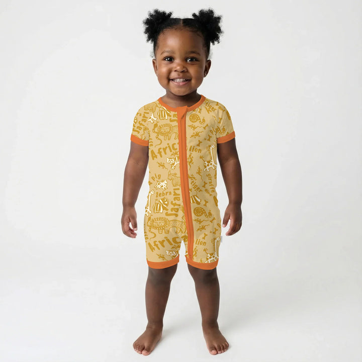 Handdrawn African Animals Bamboo Shorty Zippy