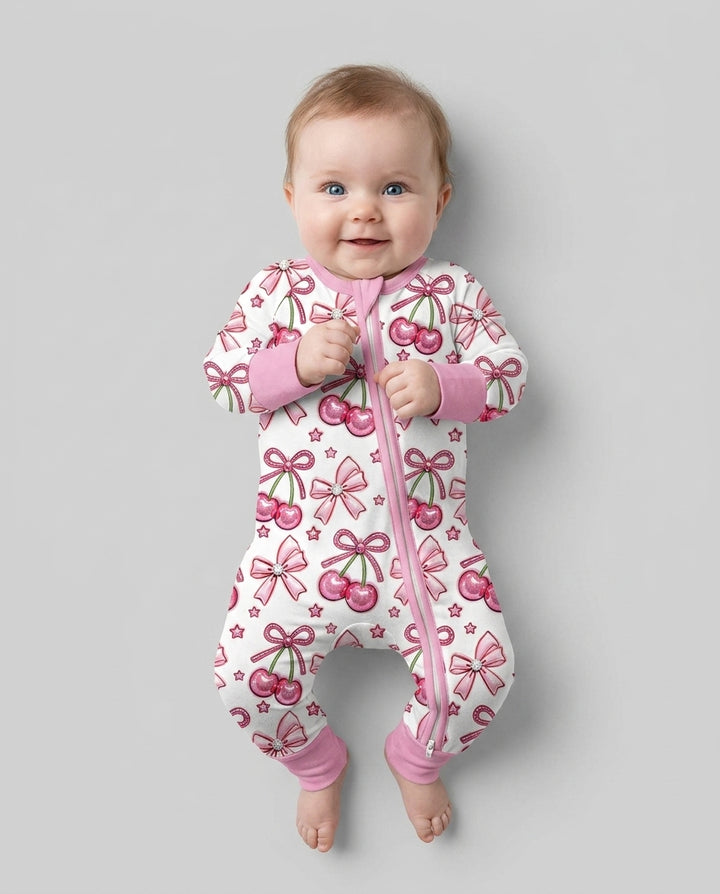 Pink Glitter Cherry Bows Bamboo Convertible Zippy