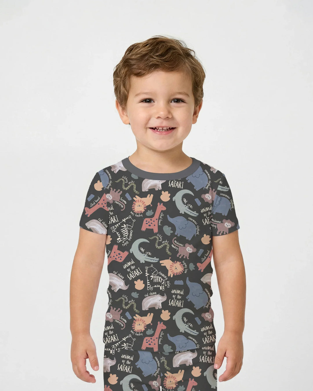 Funny African Animals Bamboo Two Piece Short Sleeve Pajama Set