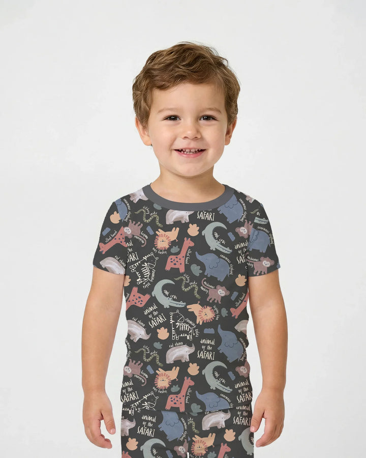 Funny African Animals Bamboo Two Piece Short Sleeve Pajama Set