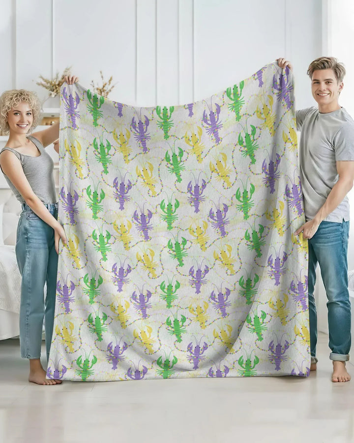 Mardi Gras Crawfish Family Matching Bamboo Blanket