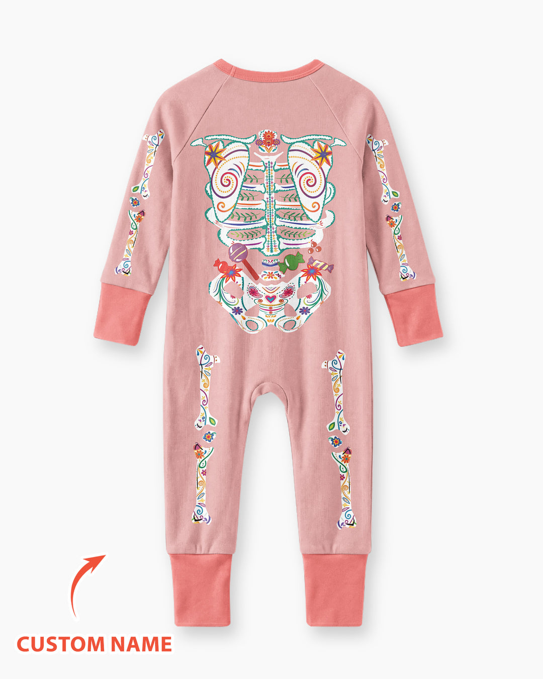 Custom Mexican Halloween Floral Skeleton Bamboo Convertible Zippy