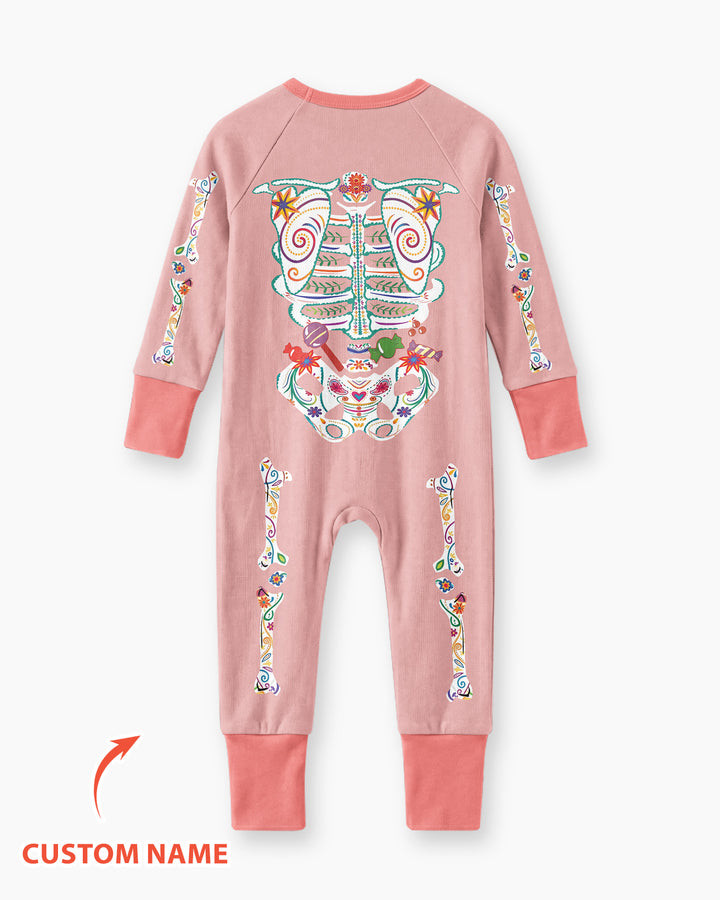 Custom Mexican Halloween Floral Skeleton Bamboo Convertible Zippy