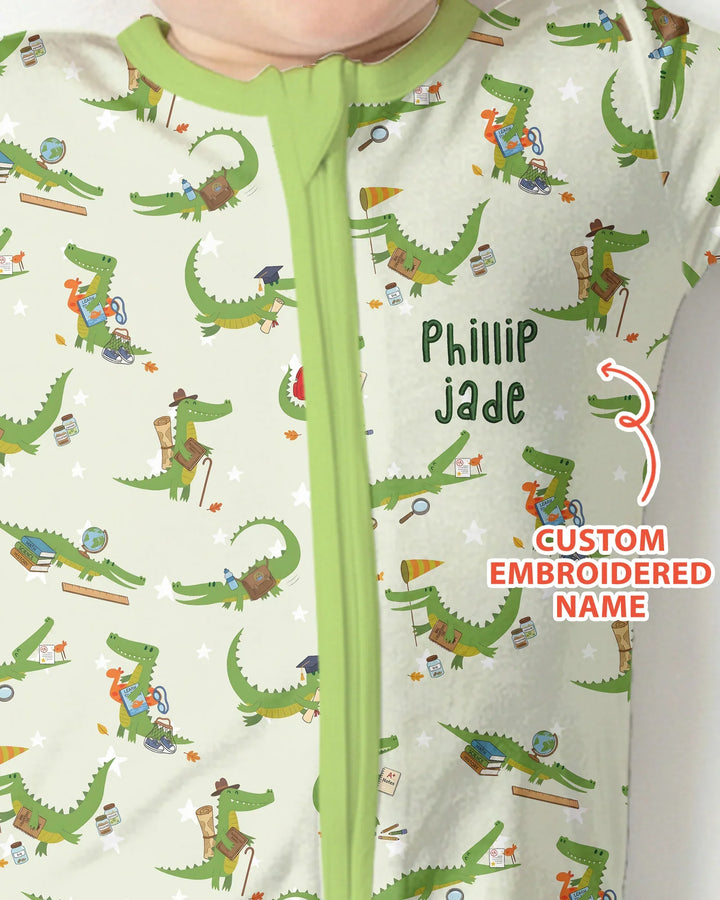 Custom Name Embroidered Alligator Bamboo Convertible Zippy