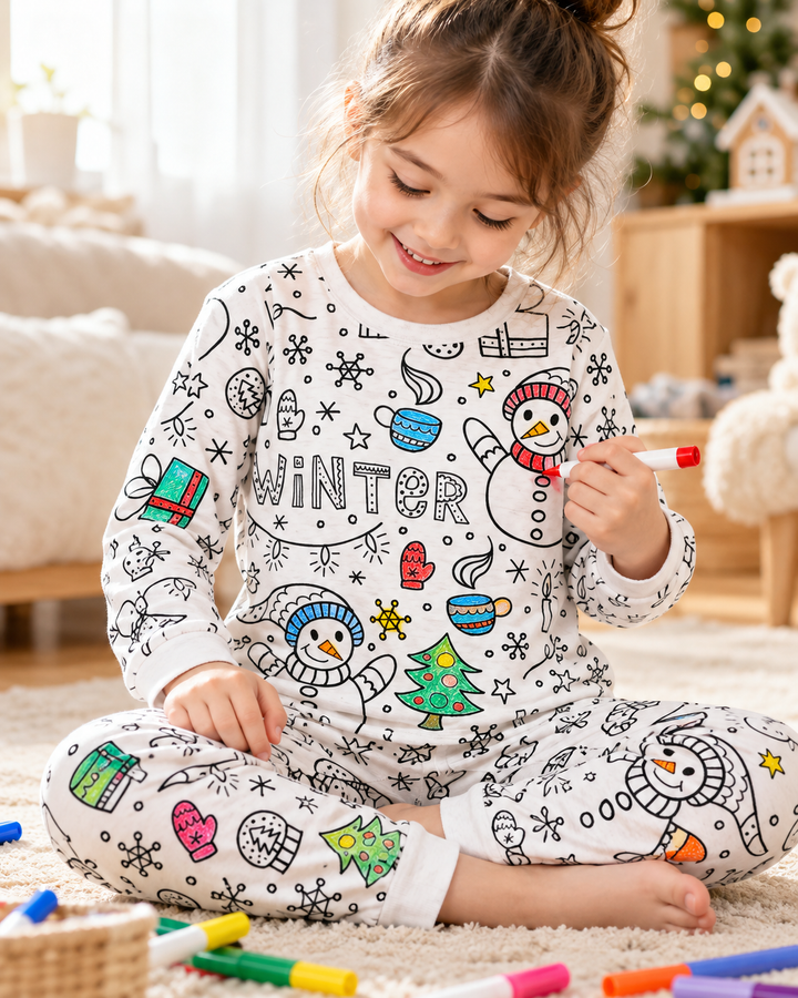Christmas Colorable Bamboo Two Piece Pyjamas Set
