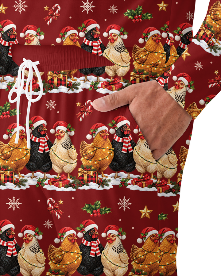 Farm Chicken Christmas Bamboo Men's Pajama Set