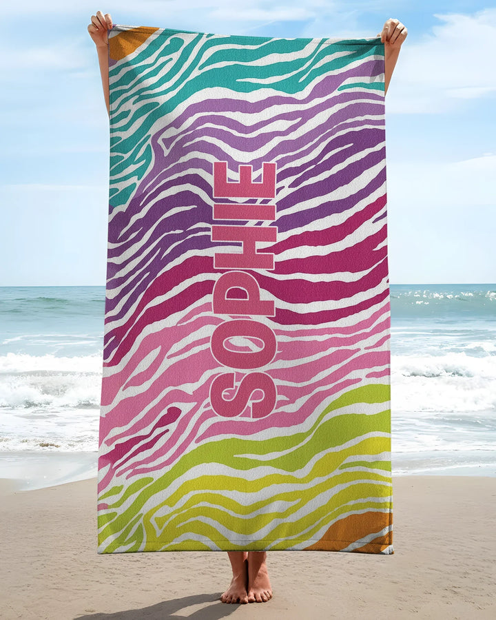 Custom Name Pretty Pattern Bamboo Beach Towel