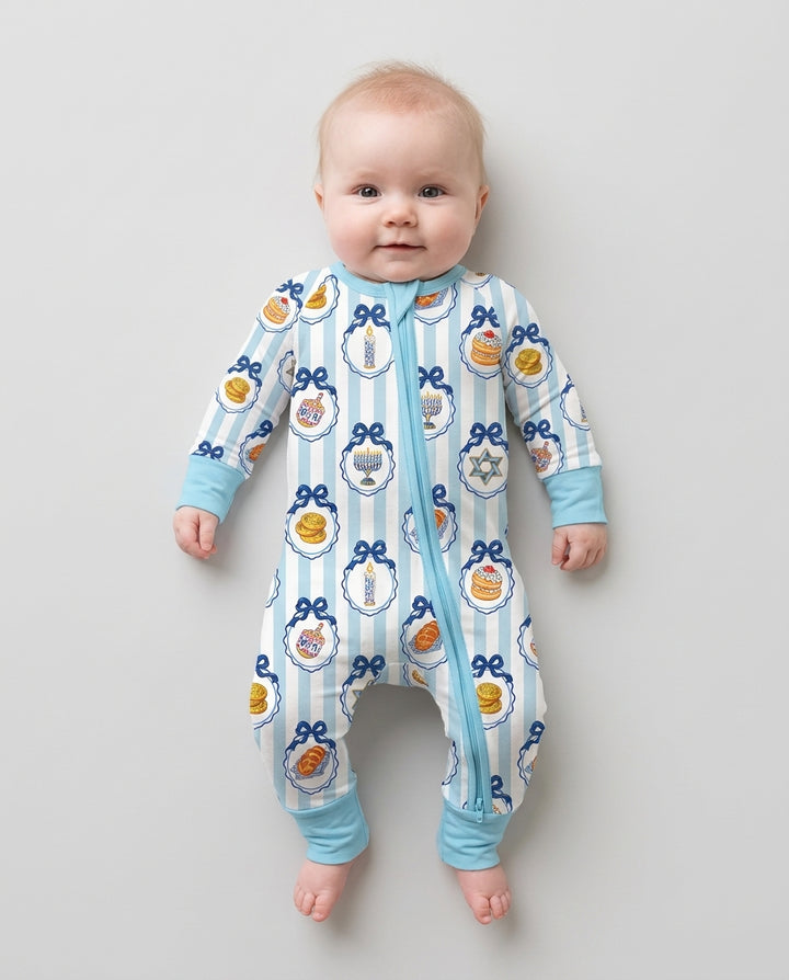 Hanukkah Bows & Blessings Mommy & Me Matching Bamboo Convertible Zippy