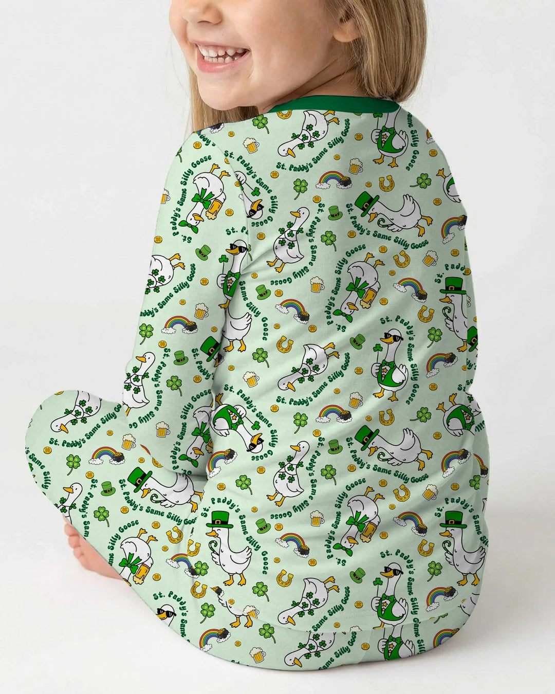 St. Patrick's Day Silly Goose Bamboo Two Piece Long Sleeve Pajama Set