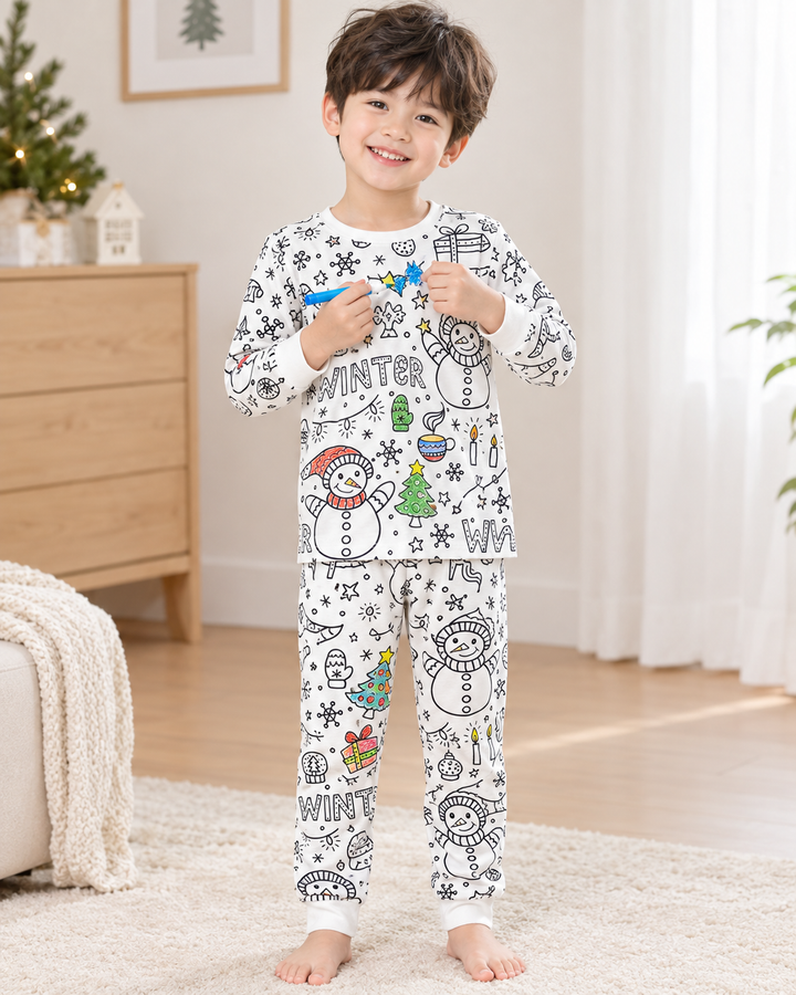Christmas Colorable Bamboo Two Piece Pyjamas Set