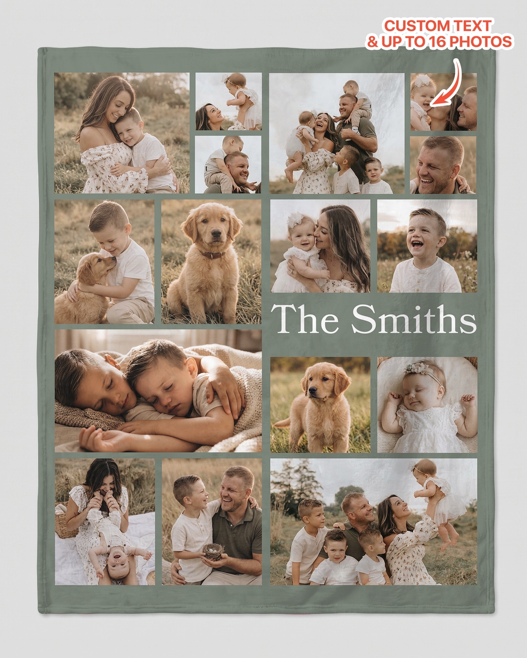 Custom Photo Collage Family Bamboo Blanket