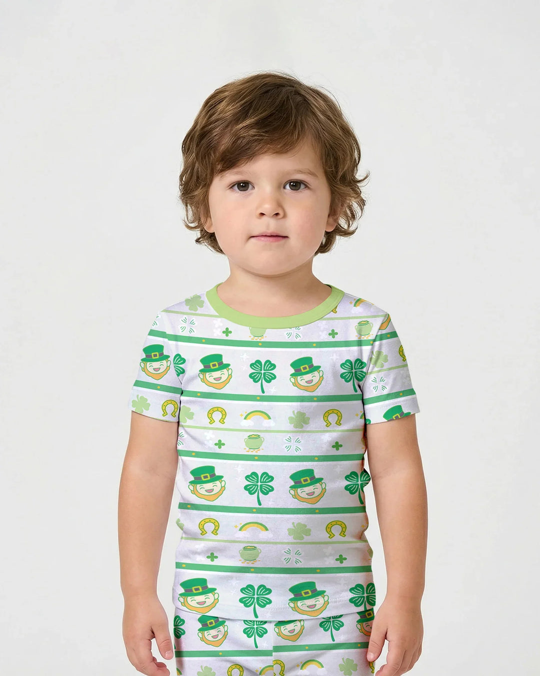 Happy Saint Patrick's Day Bamboo Two Piece Short Sleeve Shorts Pajama Set