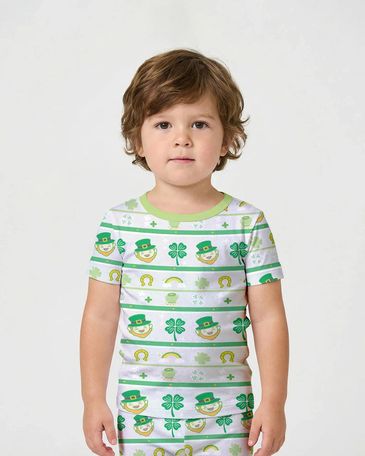 Happy Saint Patrick's Day Bamboo Two Piece Short Sleeve Shorts Pajama Set