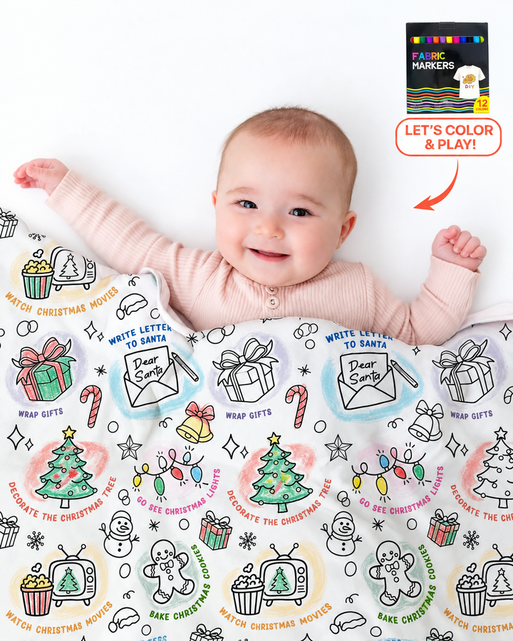 Christmas Activities Colorable Bamboo Blanket