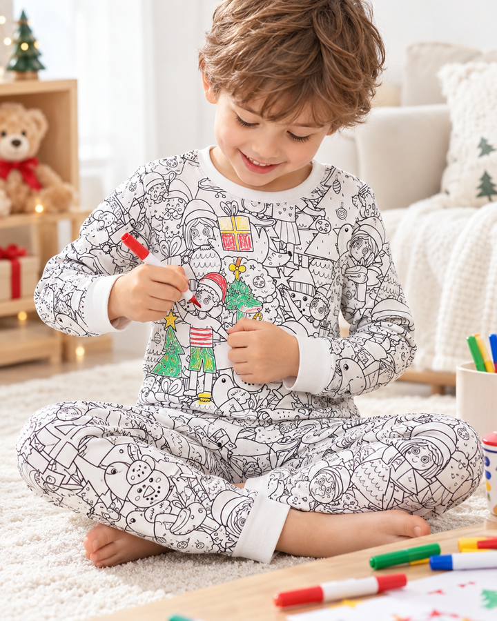 Christmas Colorable Bamboo Two Piece Pyjamas Set