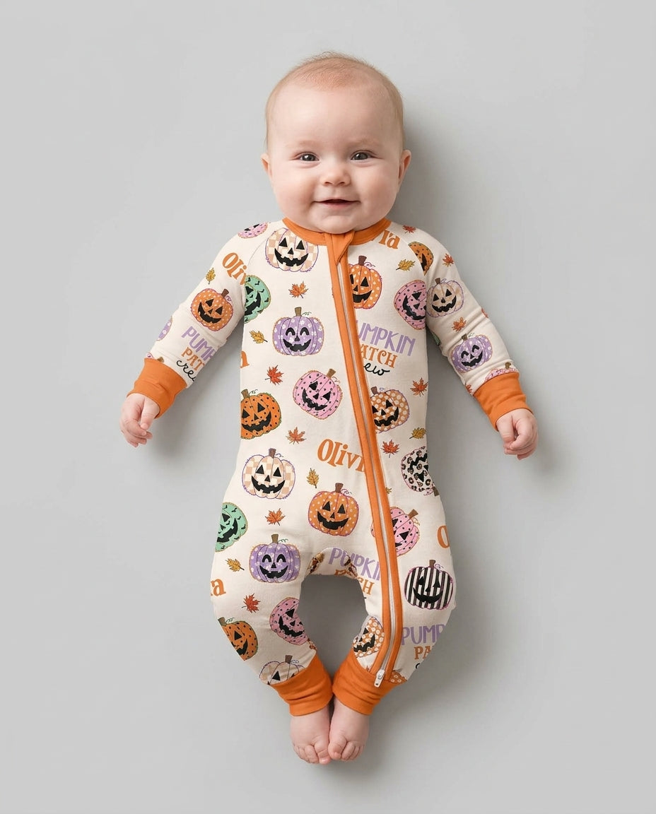 Custom Name Pumpkin Patch Crew Bamboo Convertible Zippy