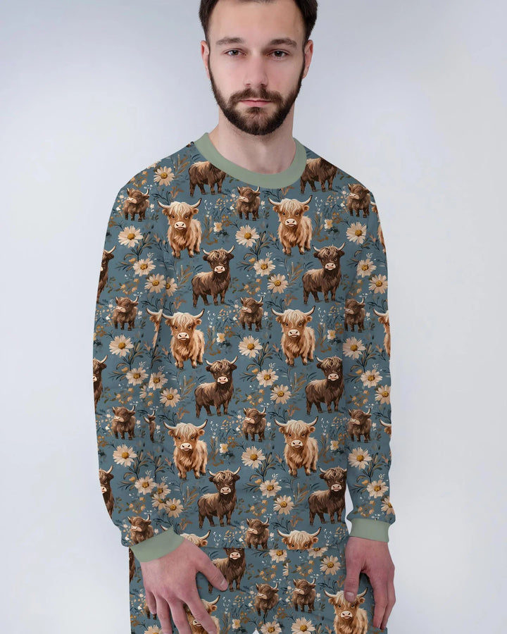 Majestic Highland Cows Family Matching Bamboo Men's Pajama Set